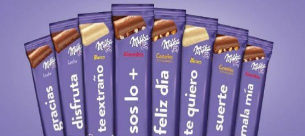 Chocolates Milka con mensaje digitalizado