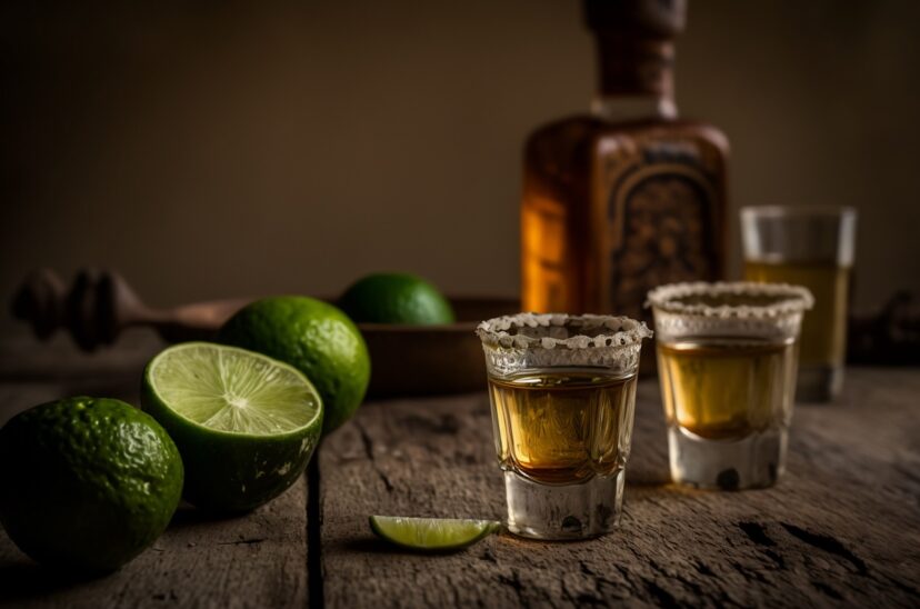 trago-tequila-limones-mesa